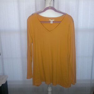 AZY Long Sleeve V-Neck Gold Cotton Tunic Top 2XL